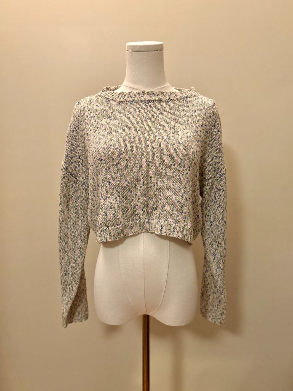 Lulus Cropped Knit Long-Sleeve Sweater